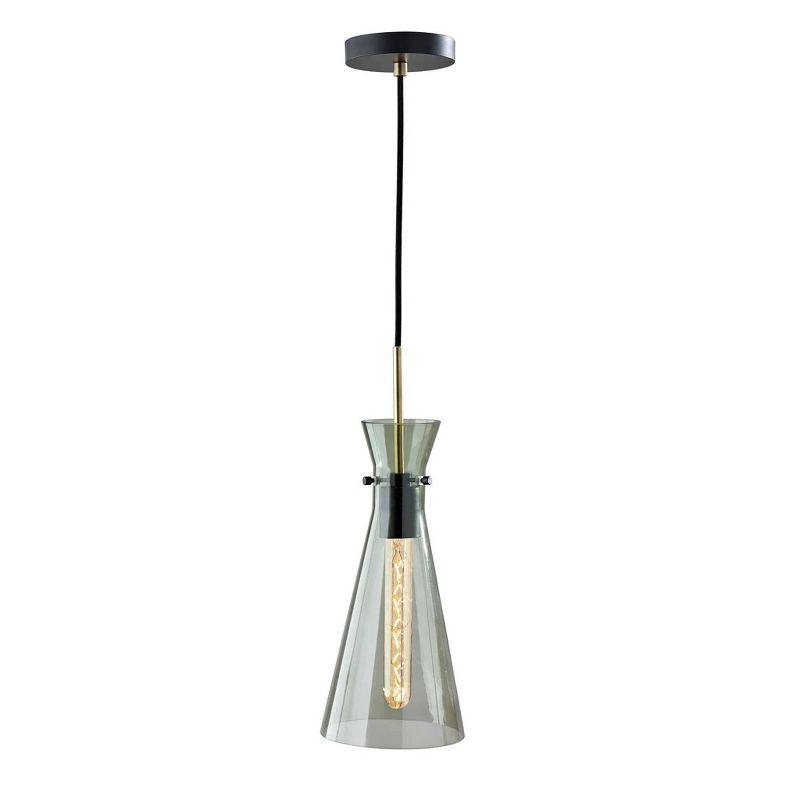 Walker 18'' Smoked Glass and Brass Mini Pendant Light