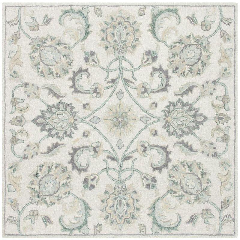 Ivory Elegance 6' Square Hand-Tufted Wool Area Rug