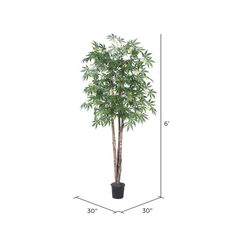 Vickerman 6' Artificial Japanese Maple Deluxe, Black Plastic Pot In a 7"Lx7"Wx6"H base.