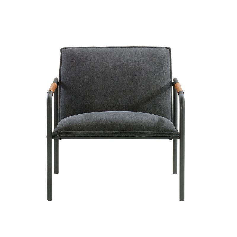 Charcoal Gray Faux Leather Boulevard Lounge Chair with Metal Frame