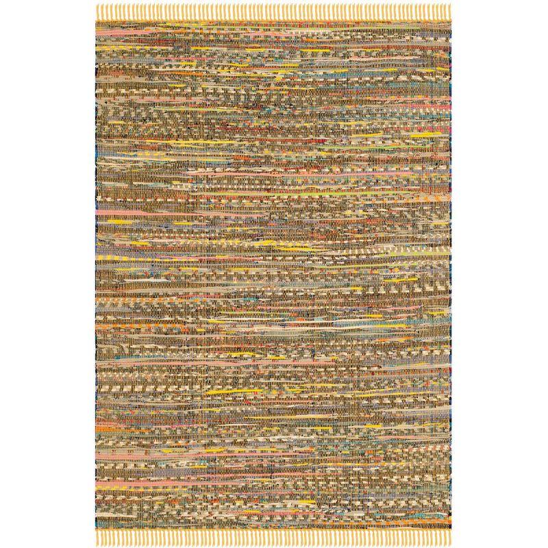 Rag Rug RAR121 Hand Woven Indoor Area Rug - Yellow/Multi - 4'x6' - Safavieh.