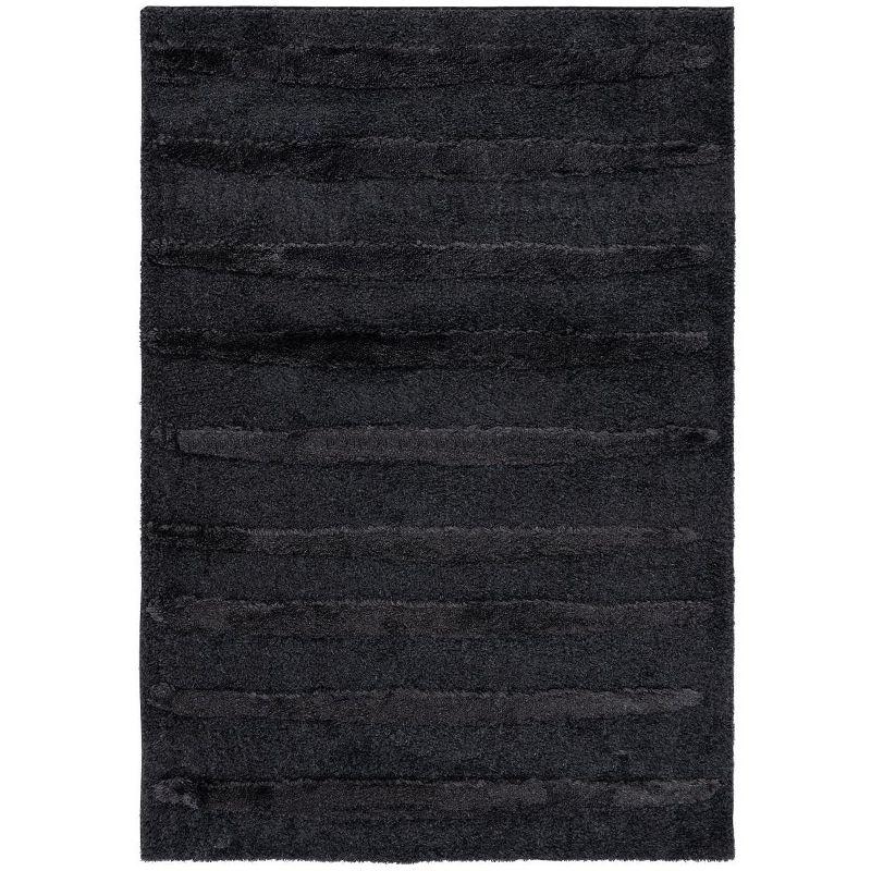 Charcoal Luxe Shag 4'x6' Hand-Knotted Synthetic Area Rug