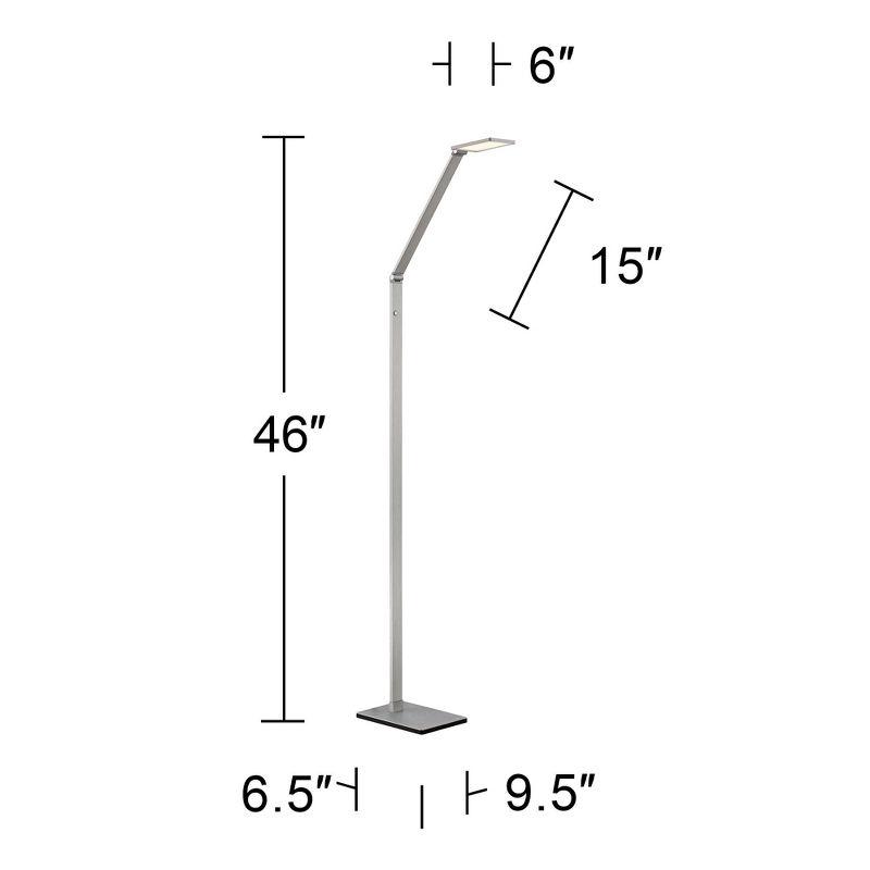 Bentley LED Task Floor Lamp 61" Tall Adjustable Silver Aluminum