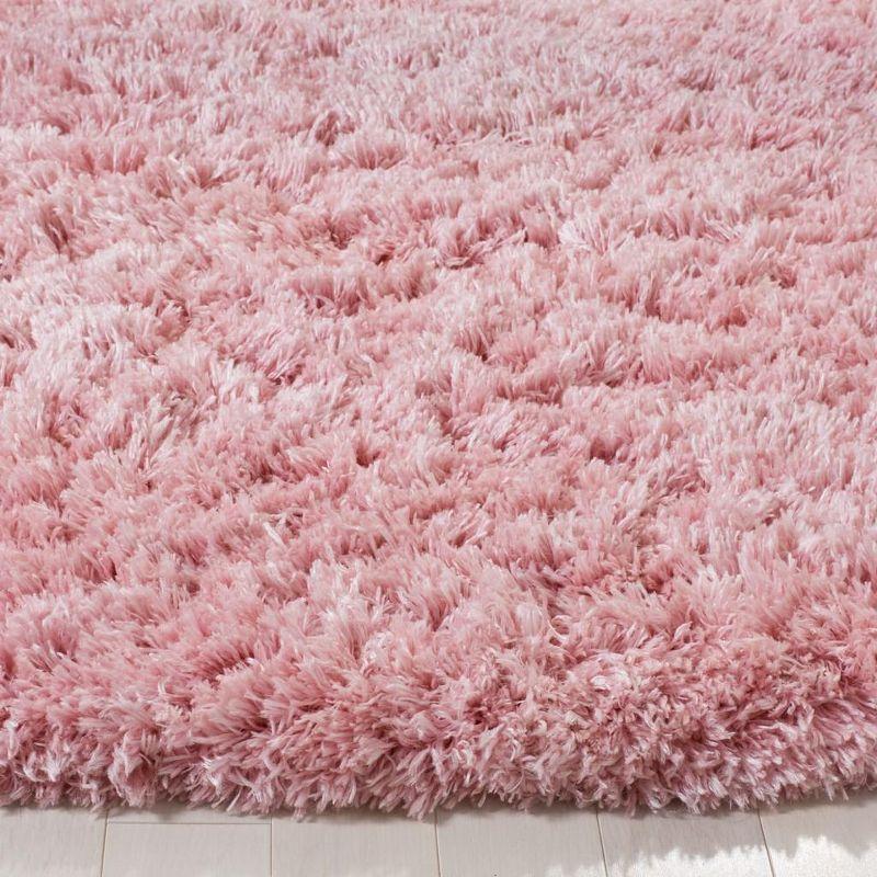 Luxe Plush Round 59" Light Pink Shag Area Rug