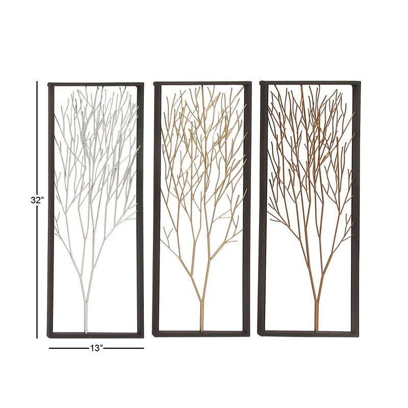 Metal Tree Branch Wall Decor with Black Frame Set of 3 Black - Olivia & May