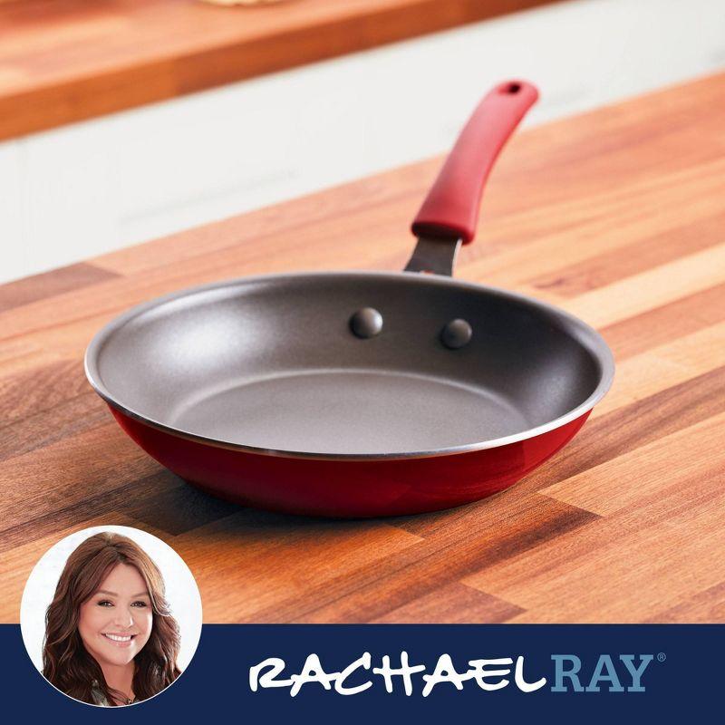 Rachael Ray Cook + Create Aluminum Nonstick Frying Pan 10" Red: Gas & Induction Compatible, Hand Wash, Lifetime Warranty