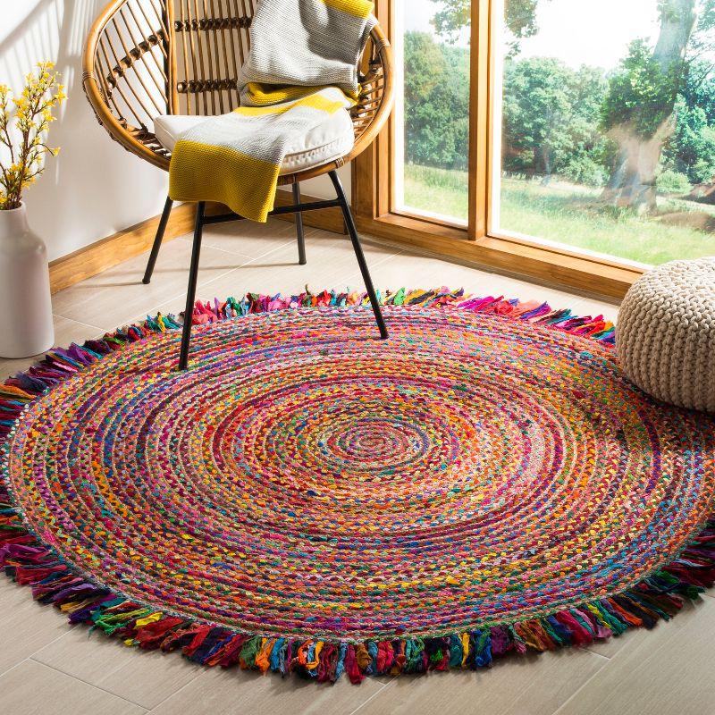 Cape Cod CAP206 Hand Woven Area Rug - Ivory/Red - 8' round - Safavieh.