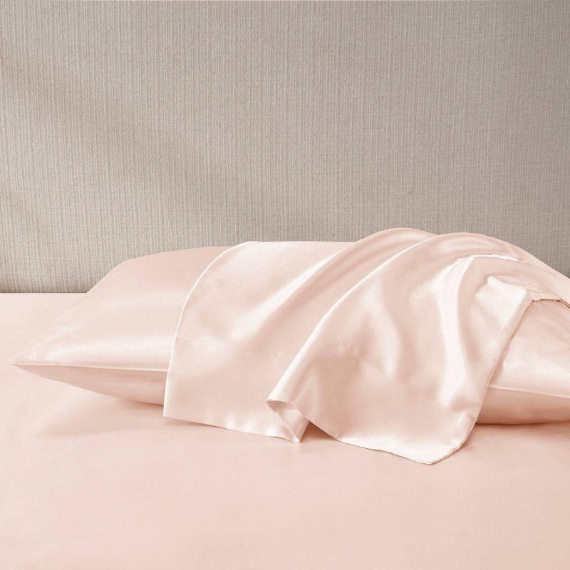 Blush and Silver Satin Standard Pillowcase Set