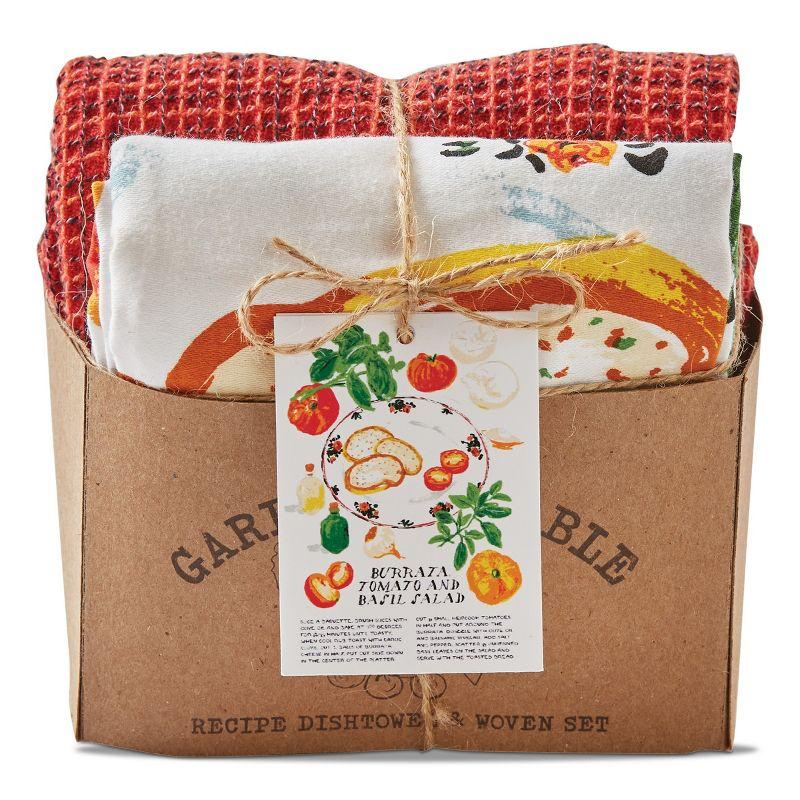 Burrata Salad Cotton Dish Towel Set in Red and White