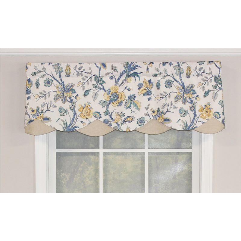 Floral Scalloped Rod Pocket Valance with Contrast Bottom