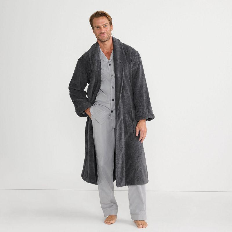 Lands' End Men's Calf Length Turkish Terry Robe - Small - Charcoal