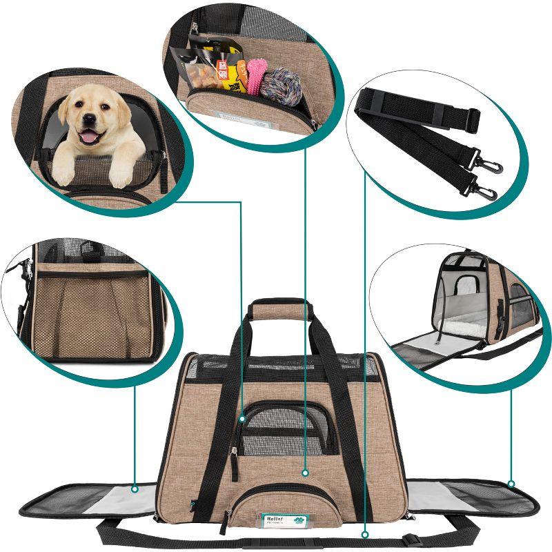 PetAmi Airline Approved Pet Carrier for Cat Dog, Soft Sided Travel Supplies Accessories, Ventilated Carrying Bag Kitten Puppy