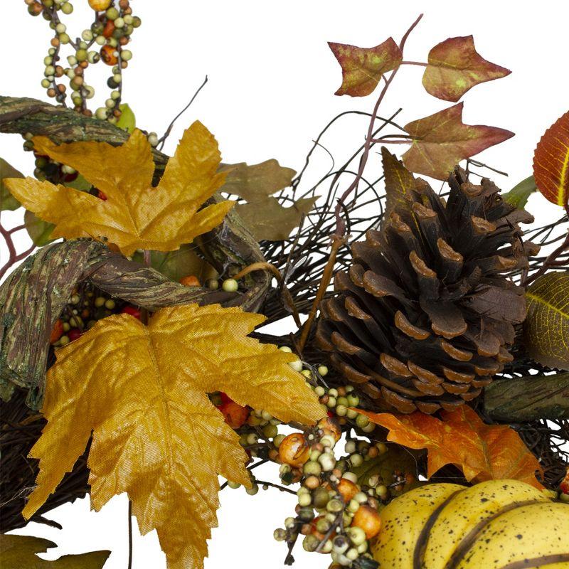 Northlight Sunflower, Pumpkin, Foliage and Pine Cone Fall Harvest Wreath - 24 inch, Unlit