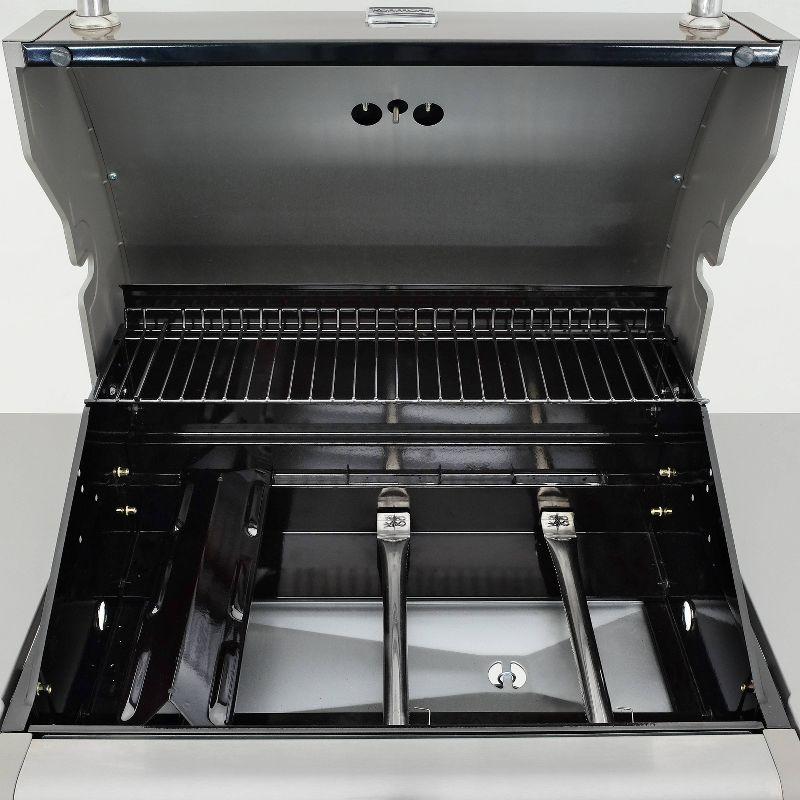 Kenmore 3-Burner Propane Gas Grill with Foldable Side Tables for Outdoor BBQ