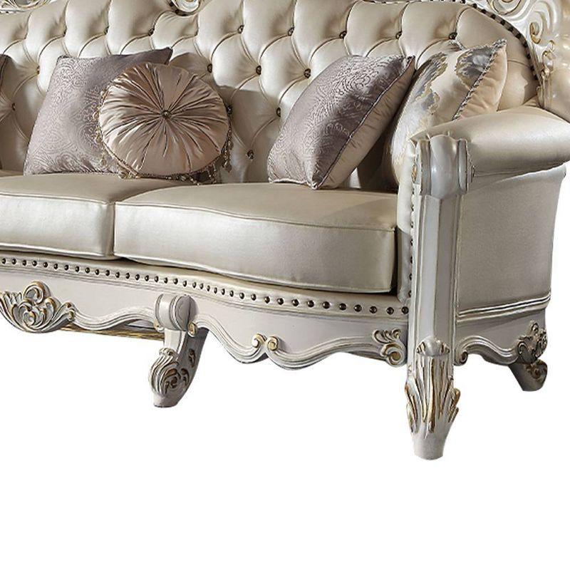 113" Vendome Sofa Champagne Synthetic Leather and Antique Pearl Finish - Acme Furniture
