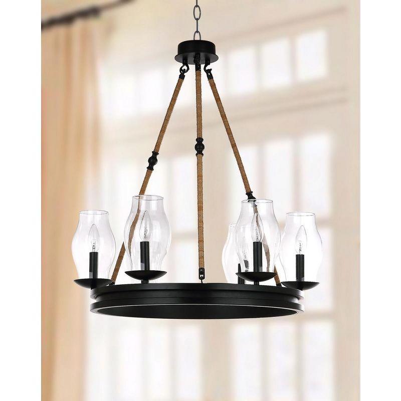 Luxurious 25" Dia. Black/Brown Metal & Glass Adjustable Chandelier