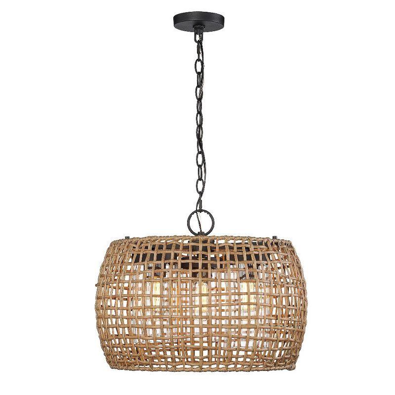 Piper 19'' Natural Black Wicker Outdoor Pendant Light