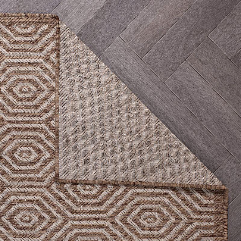 World Rug Gallery Modern Geometric Textured Flat Weave Indoor/Outdoor Area Rug - BROWN 7'10"X10'