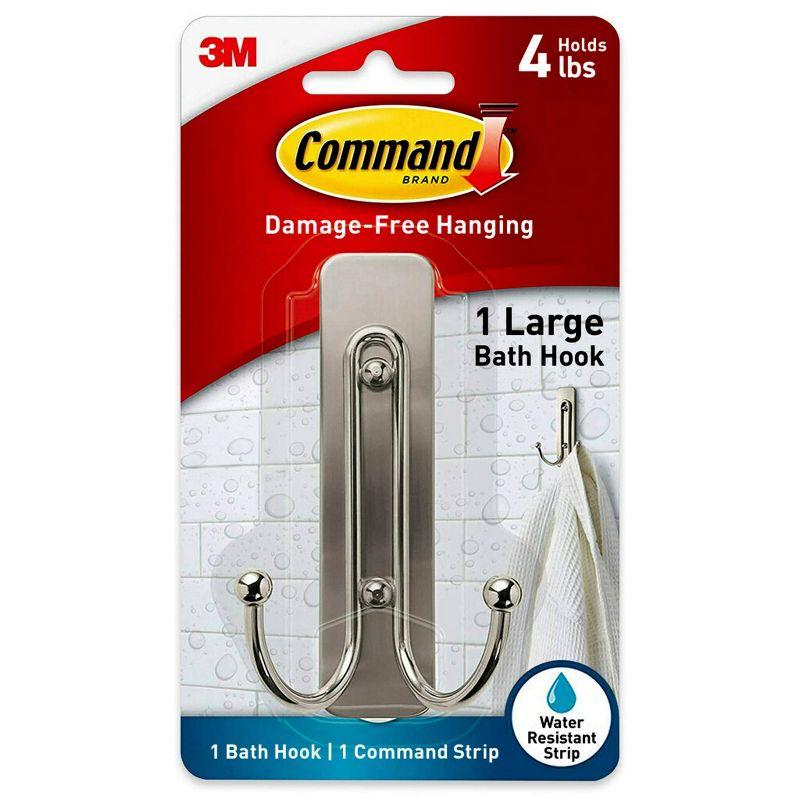 Command Bath Double Wall Hook Metal Satin