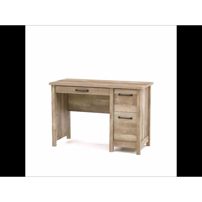 Rustic-Inspired Lintel Oak Finish Writing Desk with Drawer and Filing Cabinet