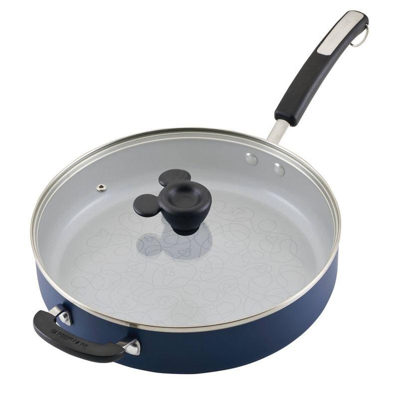 Blue 4.5-Quart Nonstick Aluminum Saute Pan with Lid and Helper Handle