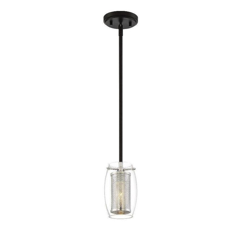 Savoy House Dunbar 1 - Light Pendant in  Matte Black/Polished Chrome