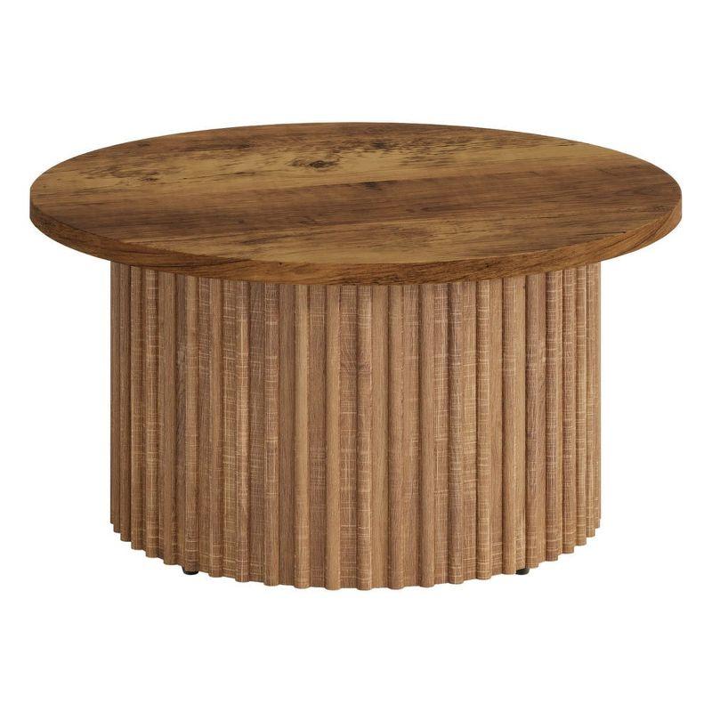 Resenkos Center Coffee Table, Living Room Table,31.5" Coffee Table, Farmhouse Circle Center Table Sofa Side Table Brown