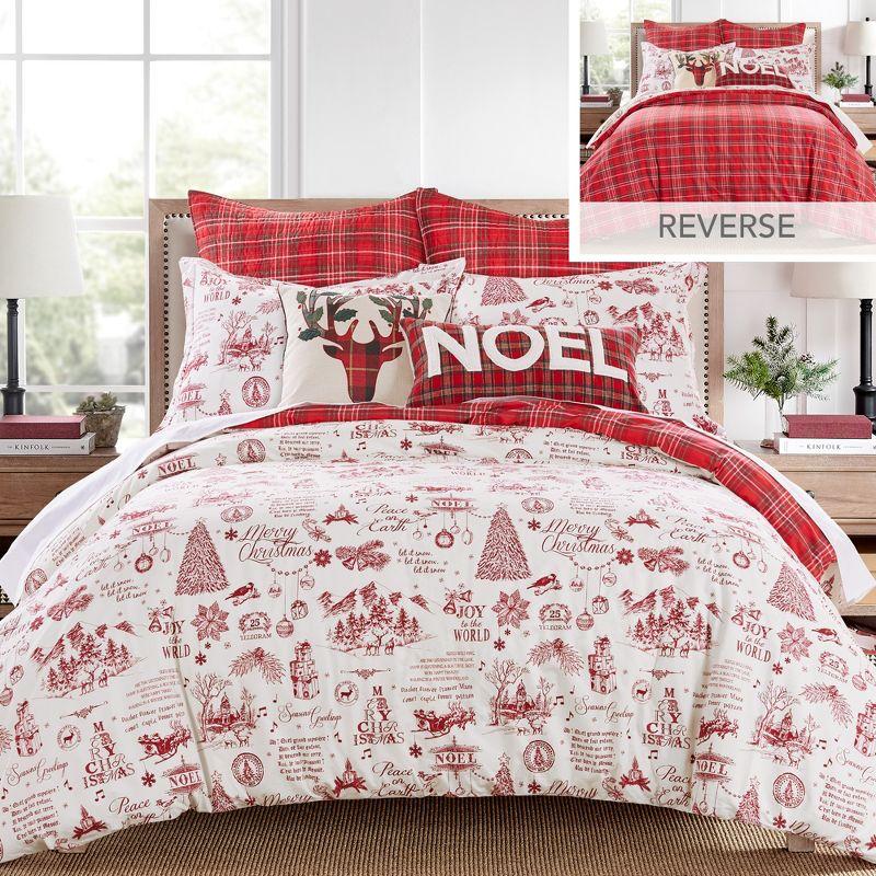 Yuletide Red and Cream Cotton Twin Duvet Cover Set