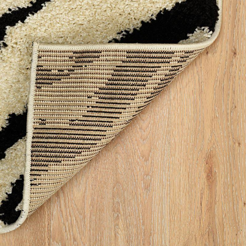 8'x10' Moroccan Shag Area Rug Sahara Ivory/Black - Linon: Geometric Farmhouse, Polypropylene, Indoor Use