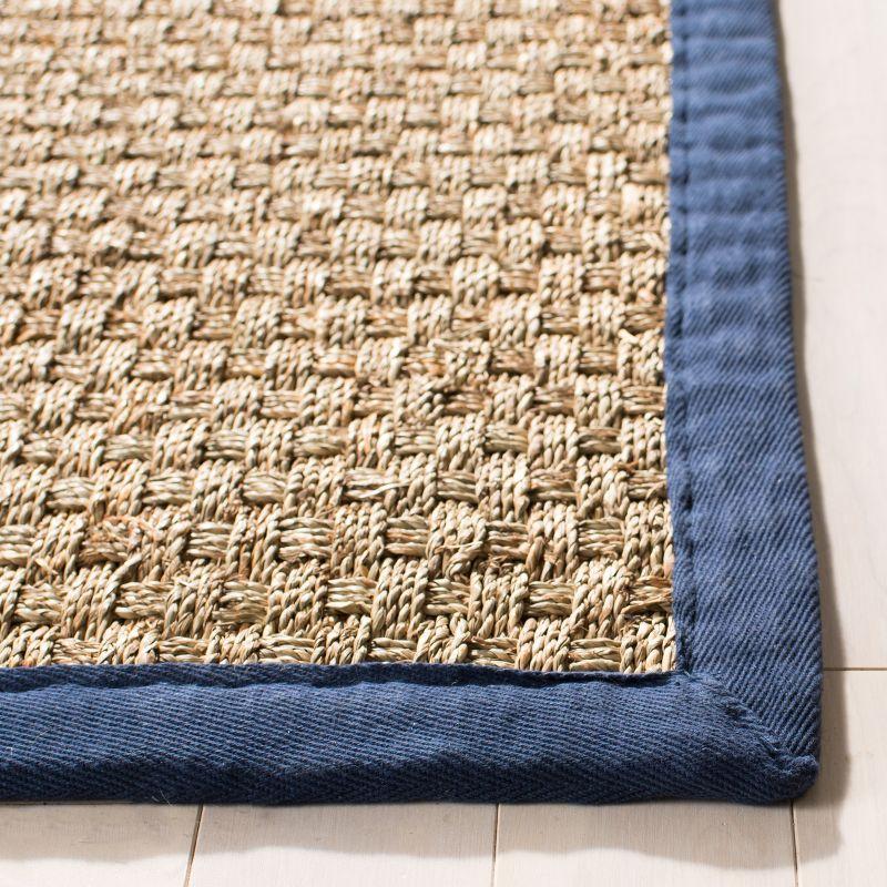 Natural Fiber Basket Weave  NF114 Power Loomed Indoor Area Rug - Natural/Navy Blue - 6'x6' - Safavieh