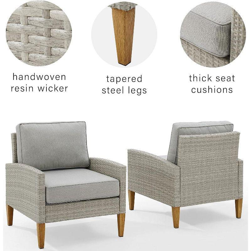 Capella Outdoor Wicker 2 Pc Chair Set Gray/Acorn - Crosley