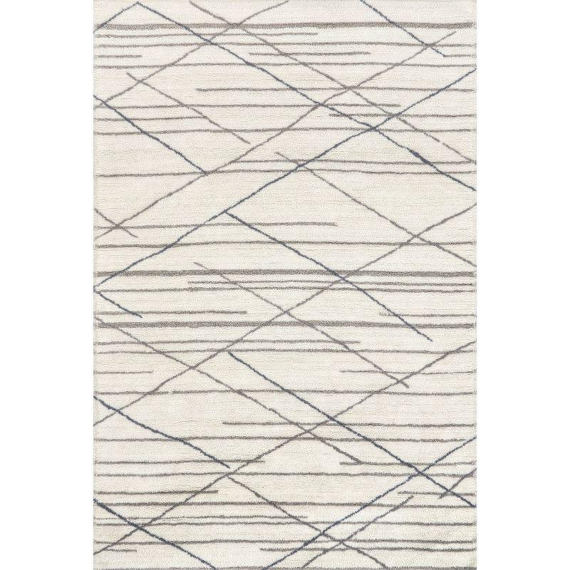 Nuloom Pick-Up-Sticks Machine Washable Wool Area Rug, 4' x 6', Ivory