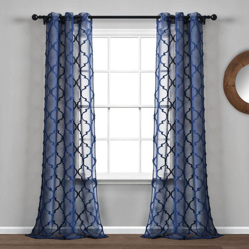 Avon Trellis Sheer Polyester Sheer Curtain Pair