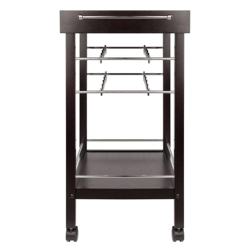 Johnnie Bar Cart Dark Espresso - Winsome: Hardwood Beverage Trolley with Wine Storage, 30 Day Limited Warranty