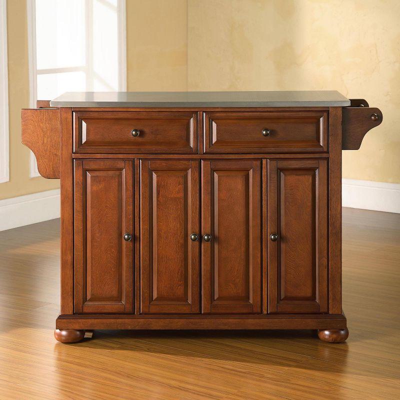 Alexandria Stainless Steel Top Kitchen Island Cherry - Crosley: Storage, Adjustable Shelves, Towel Bar