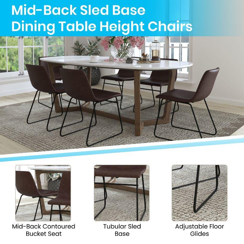 Emma and Oliver 18 Inch Indoor Dining Table Chairs, Dark Brown LeatherSoft/Black Frame-Set of 2