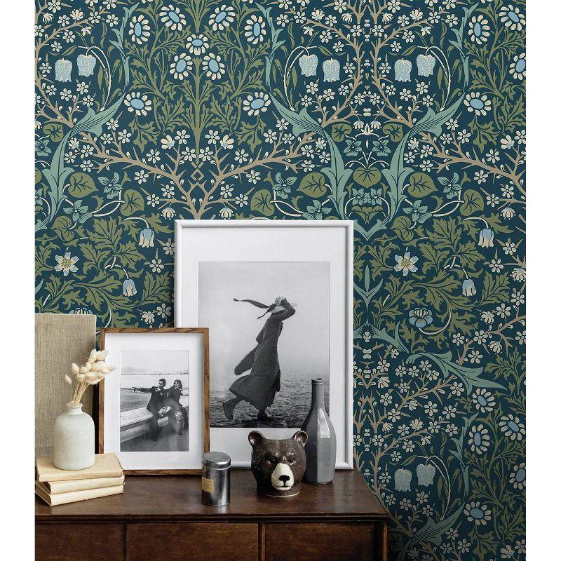 NextWall Victorian Garden Peel and Stick Wallpaper: Removable Vinyl, Vintage Floral, Botanical Matte Finish, 31.35 Sq Ft Coverage