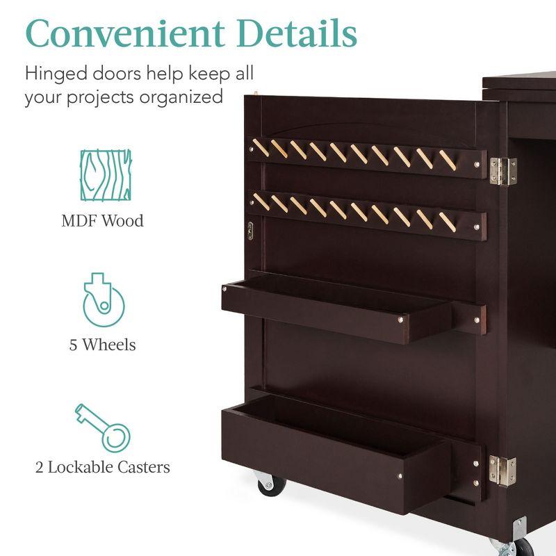 Best Choice Products 46'' x 16'' Sewing Table with Sewing Machine Platform and Wheels