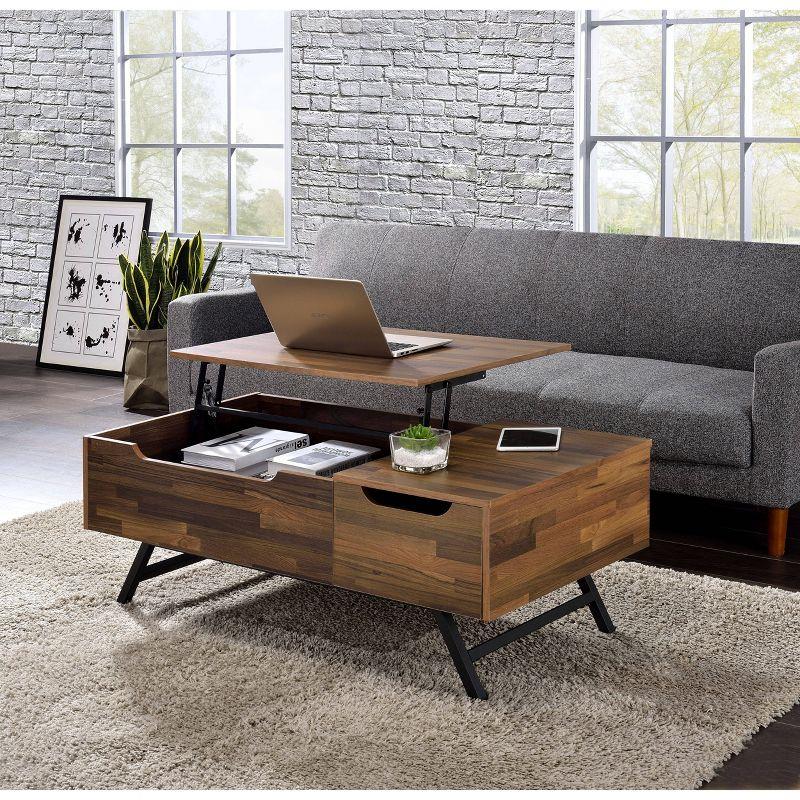 Throm Coffee Table with Lift Top Walnut - Acme Furniture: Metal Frame, Paper Veneer Top, Spot Clean