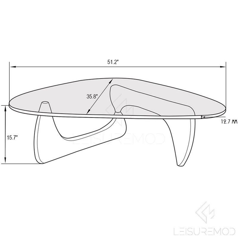 LeisureMod Imperial Collection Triangular Glass Top Coffee Table with Glossy Ash Wood Base for Home, Living Room, Office
