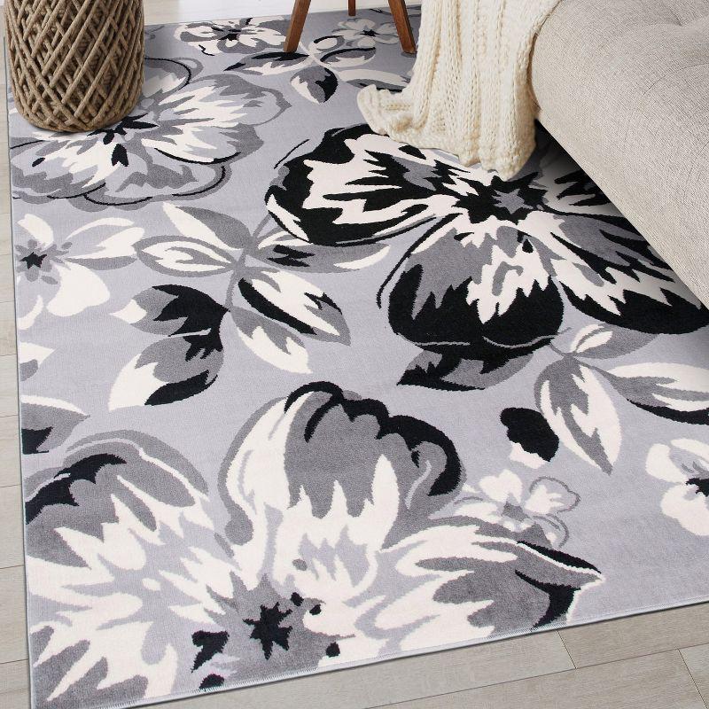 World Rug Gallery Modern Floral Design Gray 7'6" x 9'5" Area Rug