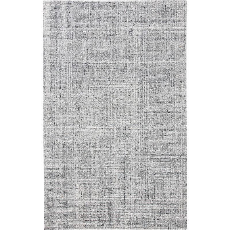 Grey and Black Abstract Hand-Tufted Wool Area Rug