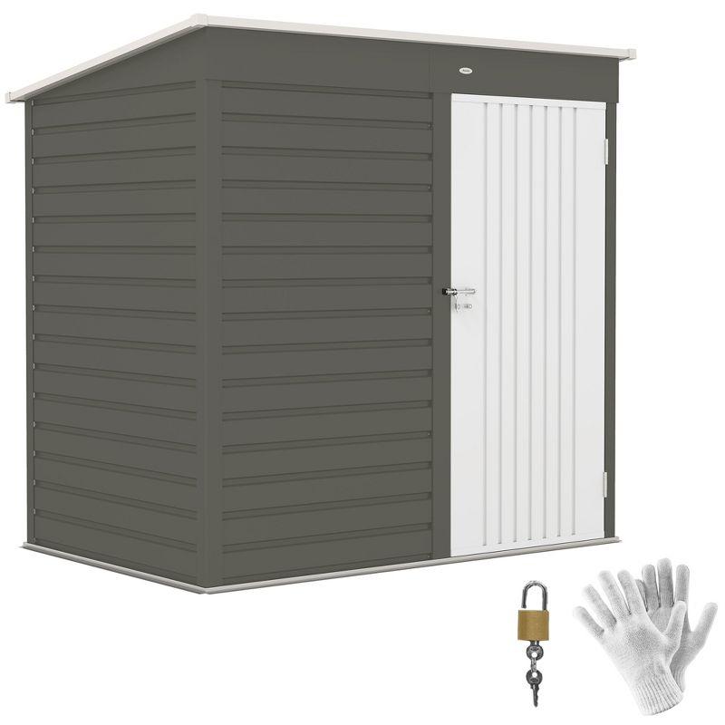 Outsunny 6' x 4' Outdoor Storage Shed, Metal Garden Shed with Lockable Door and Gloves, Tool Shed for Backyard Garden Patio Lawn | Wayfair
