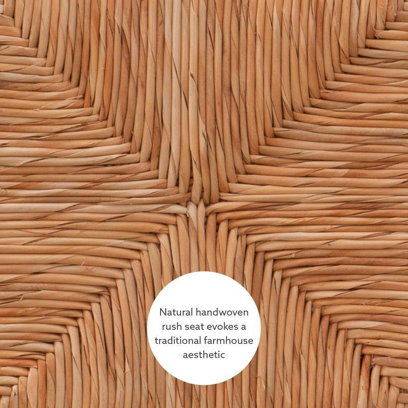 Set of 2 Gianna Backless Handwoven Rush Seat Barstools White - Linon: Solid Wood, 29" Height