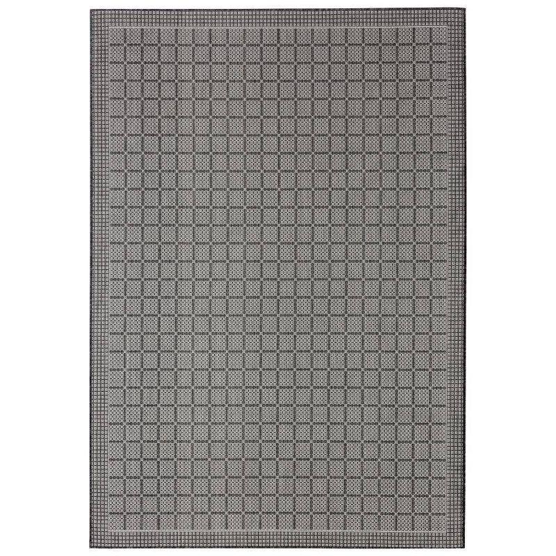 Nicole Miller New York Patio Country Luna Contemporary Geometric Indoor/Outdoor Area Rug, Black/Gray