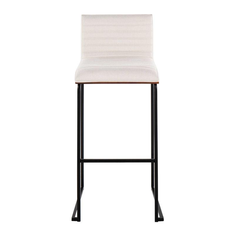 Set of 2 Mason Mara Barstools Black/Walnut/Cream - LumiSource: Fixed-Height, Tufted Seat, Wood Back