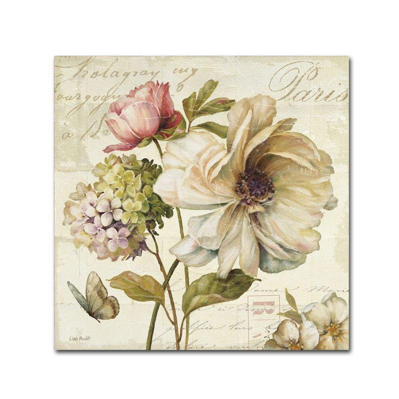 Lisa Audit Floral Butterfly Canvas Art in Beige and Green