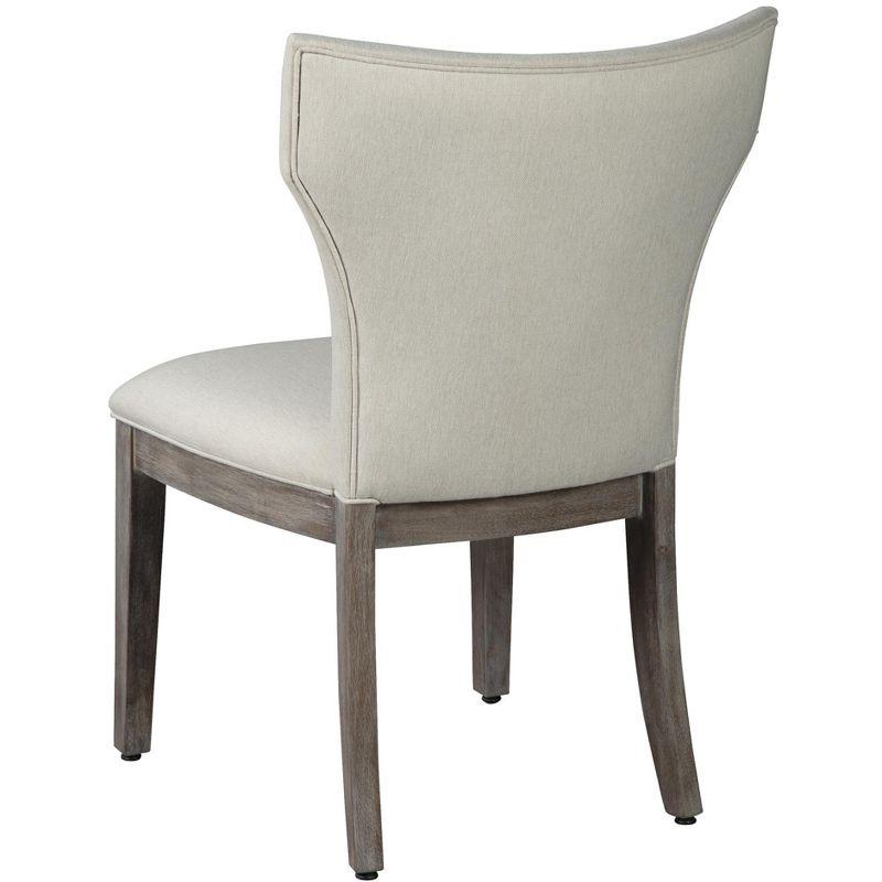 Gray Linen Upholstered Side Chair with Wood Frame