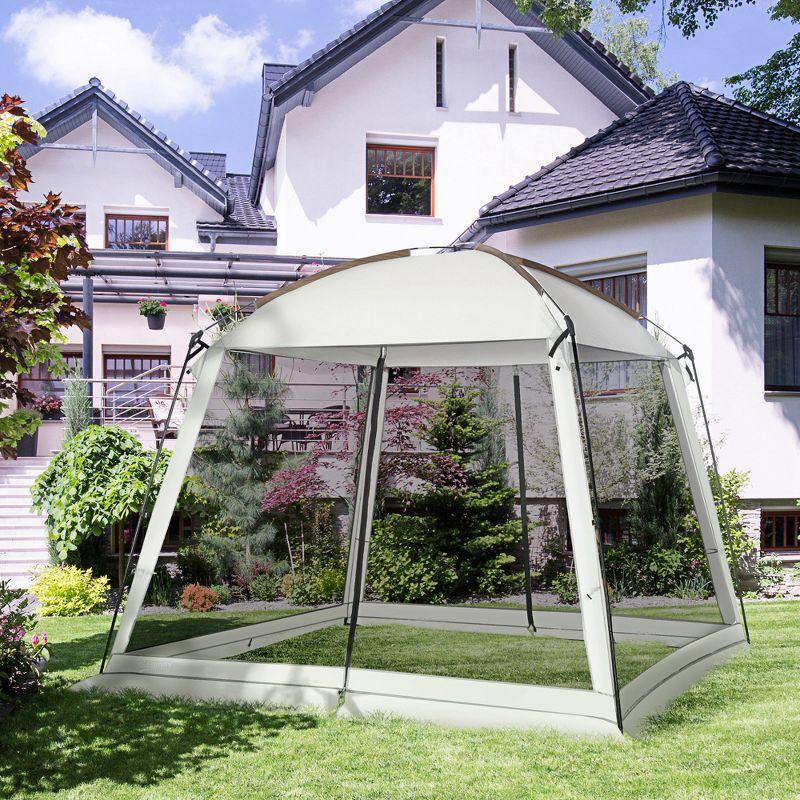 Outsunny 6-8 Person Instant Pop-Up Tent, Screen House with Backpack/Shoulder Travel Bag Camping Accessory, Outdoor Canopy with Net, 118" x 118"