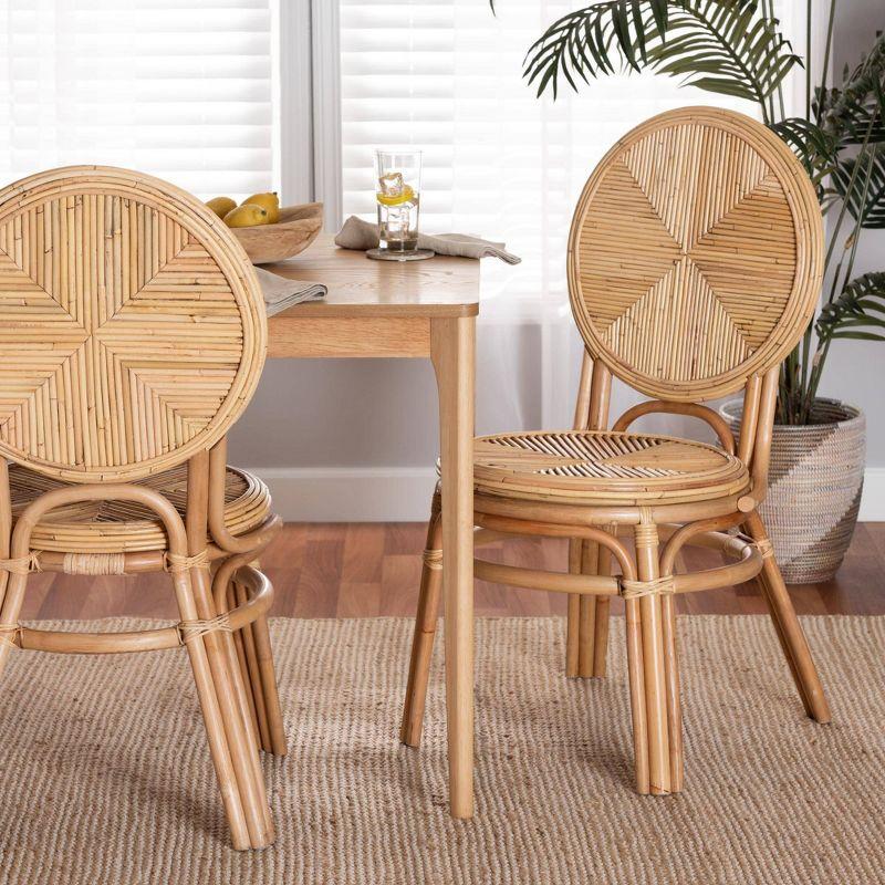 bali & pari Carita Rattan Dining Chair Natural Brown: No Assembly Required, Spot Clean, Wood Frame